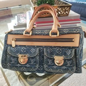 Louis Vuitton denim speedy handbag